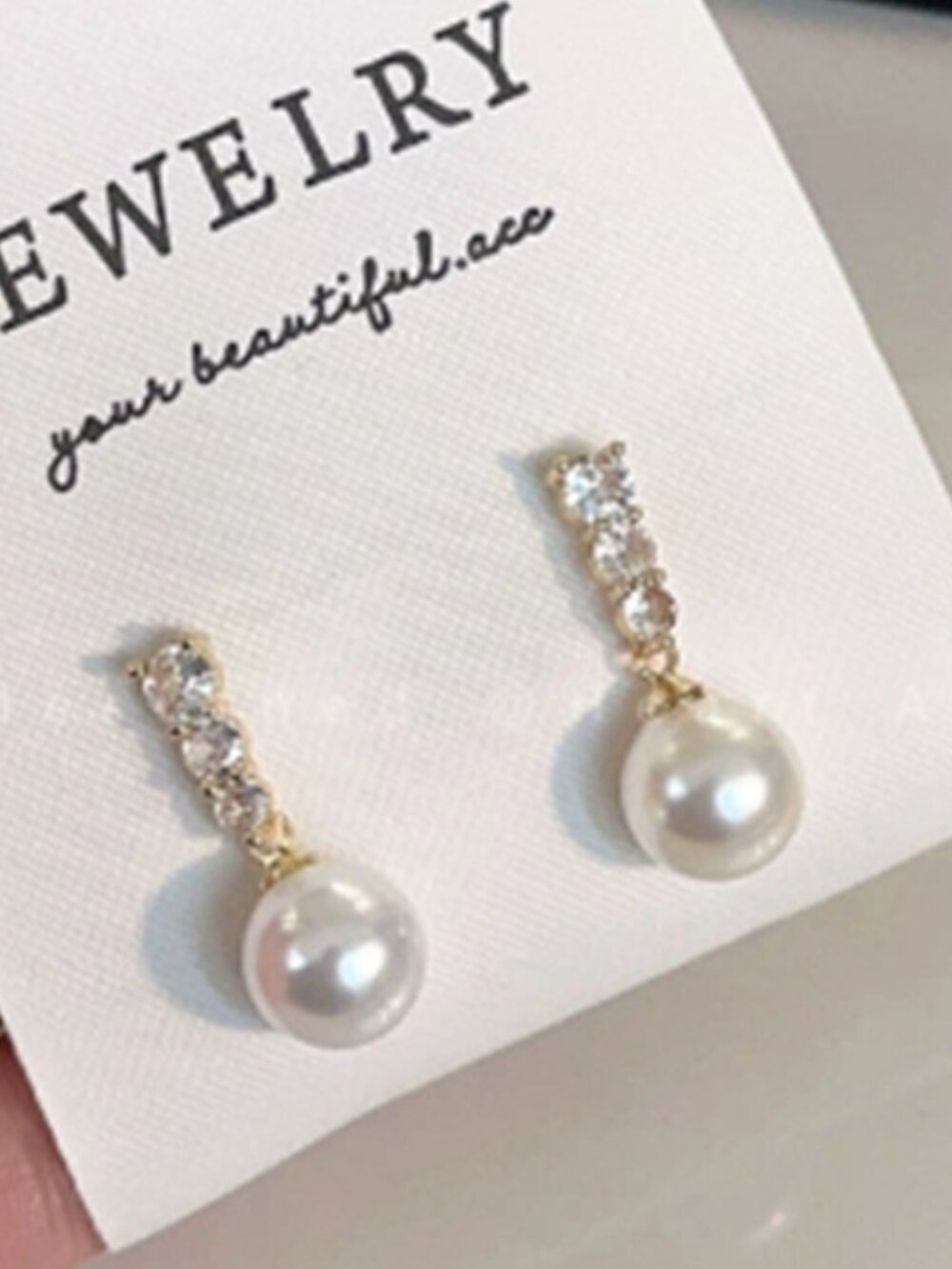 Chic Sparkly CZ Pearl Dangle Earrings Classic Women’s Formal Ear Drops